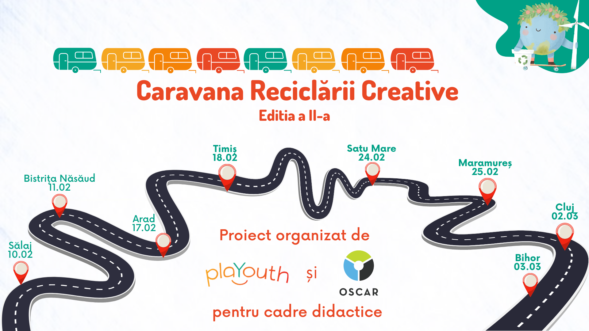 Caravana Reciclării Creative (ediția a II-a) a finalizat sesiunile fizice din cele 8 județe